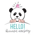 Panda unicorn in comic style. Cool sticker for patch, poster, diary, notebook, smartphone or textile. Original funny drawings for